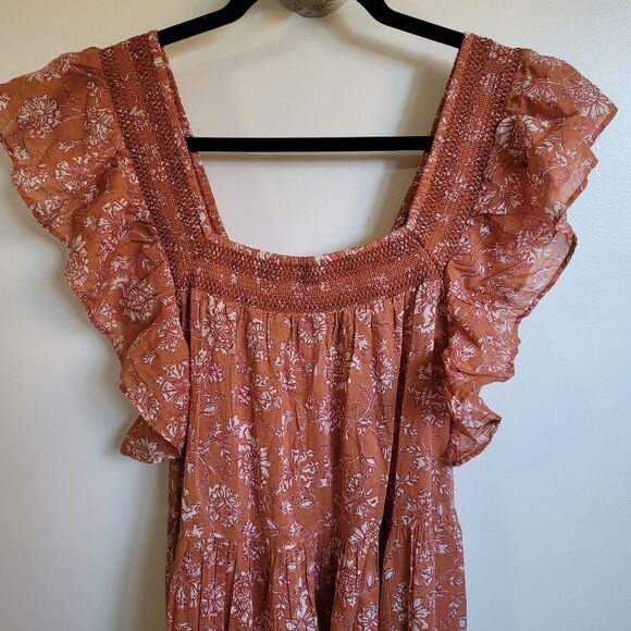 Free People Bonita Printed Midi Dress Orange Size Large - Picture 9 of 10